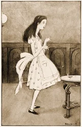 "Jetzt öffne ich mich wie das größte Teleskop, das es je gab!", Illustration für Lewis Carrolls "Alice im Wunderland", 1901